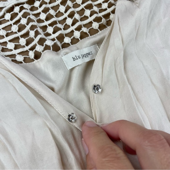 Blu Pepper Cream Lace Floral Romper Long Sleeve Shorts Outfit Women Medium - Picture 5 of 7